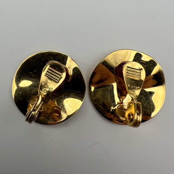 Vintage Monet Gold Tone Clip On Earrings - Picture 3 of 5